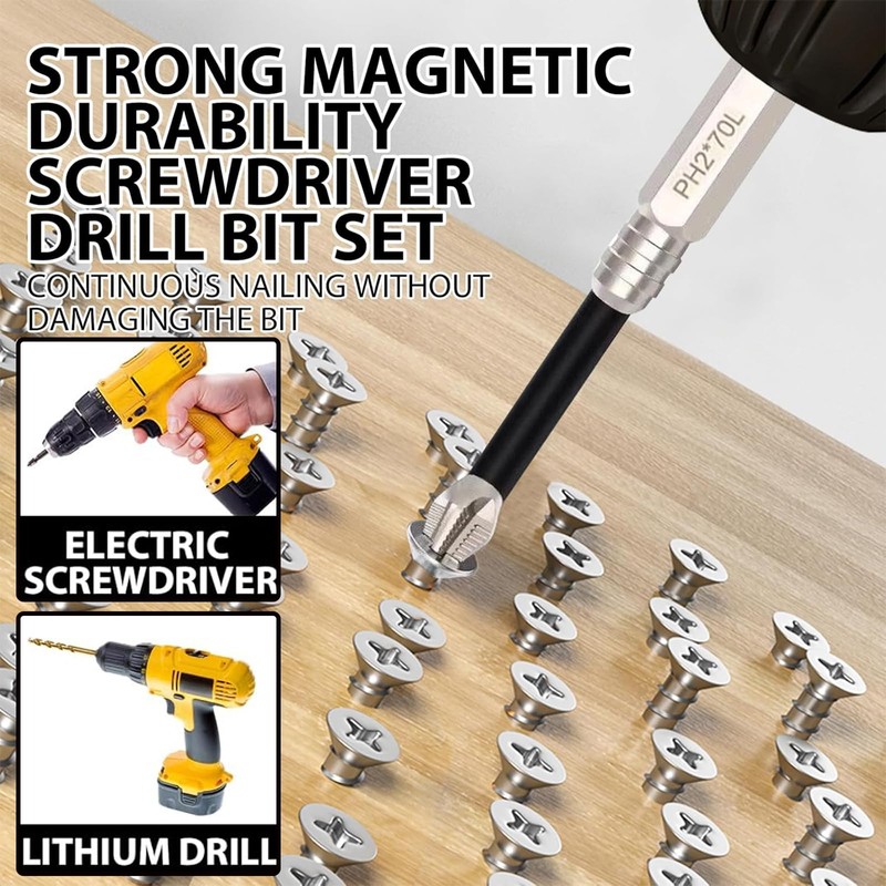 High-Magnetic Screwdriver Drill Bit Set, Strong Magnetic Durability, Anti-Slip Magnetic
