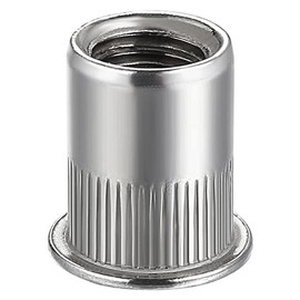 Rivet Nut 1/4"-20UNC 100Pcs Stainless Steel 304 Finish Flat Head Rivnut Threaded Insert Nut Knurled Body