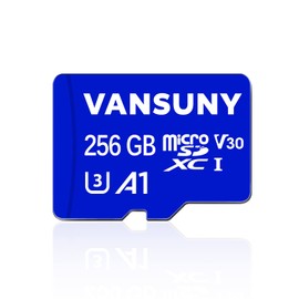 Vansuny 256GB Micro SD Card, MicroSDXC Memory Card + SD Adapter up to 100/60MB/s(R/W) with A1 App Performance, UHS-I, Class 10, U3, V30, 4K Video Recording