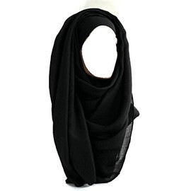Ladies Fashion Big Large Maxi Long Wide Plain Viscose Scarf Hijab Shawl Wrap Sarong (Black)