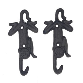 Rustic Cast Iron Coat Hooks, Wall Mounted Key Hook Holder, Farmhouse Decorative, Heavy Duty Wall Hooks for Hanging Coats, Hats, Bathrooms Towels,2pcs