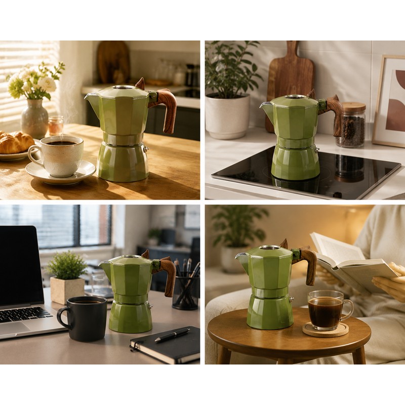 Double-valve Moka Pot Aluminum Coffee Kettle for Home Brewing –