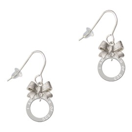 Delight Jewelry Silvertone I am a Child of God Eternity Ring Silvertone Bow French Earrings
