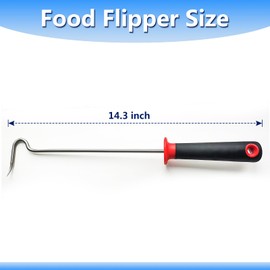 5Pcs Food Flipper Turner Hooks, Stainless Steel BBQ Turner Hooks Non-slip Handles BBQ Grill and Smoker Accessories for Grilling Ribs Steaks Chicken Sausages