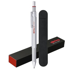 rOtring 600 3-in-1 Multicolour Pen and Mechanical Pencil, Black & Red Ballpoint Pen Tips, 1 Mechanical Pencil Tip (0.5 mm), Velvet Pencil Case