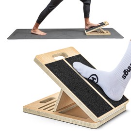 Calf Stretcher – Wooden Portable Slant Board for Calf Stretching – Adjustable Incline Board Physical Therapy Equipment with Reducing Injury Risk and Improving Foot, Leg & Ankle Mobility
