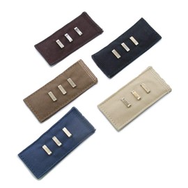 5-Pack Pant Waistband Extender - Sturdy Cotton Hook (Black, Brown, Taupe Grey, Blue, Khaki) - Adjustable to 3 Sizes
