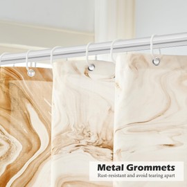 Qipirond Brown Marble Shower Curtain, Abstract Tan Ombre Shower Curtain for Bathroom, Simple Modern Waterproof Fabric Shower Curtain Set with Hooks, 72x72 Inch