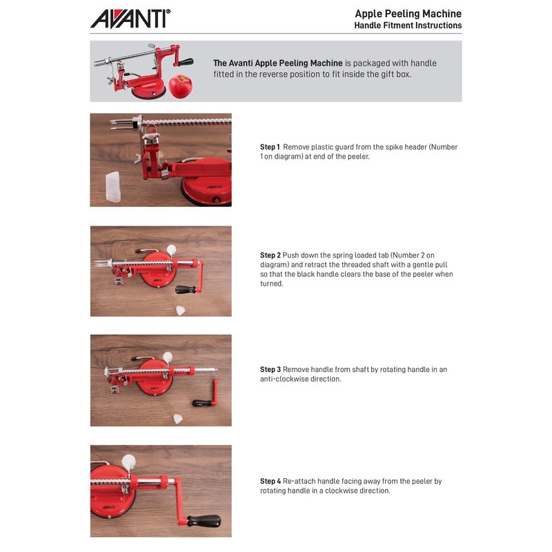 Avanti 12916 Apple Peeling Machine, Red