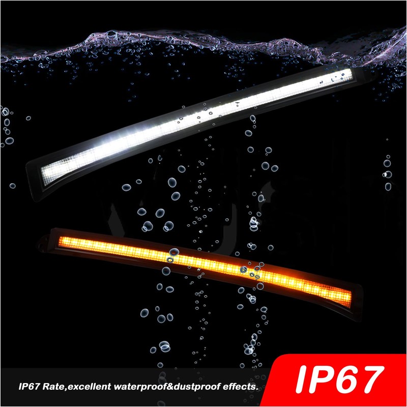 KEEGTBOX Switchback White/Amber LED DRL Front Side Marker Headlight Amber