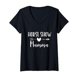Womens Horse Show Mama T-shirt Cute Riding Show Mom Gift V-Neck T-Shirt