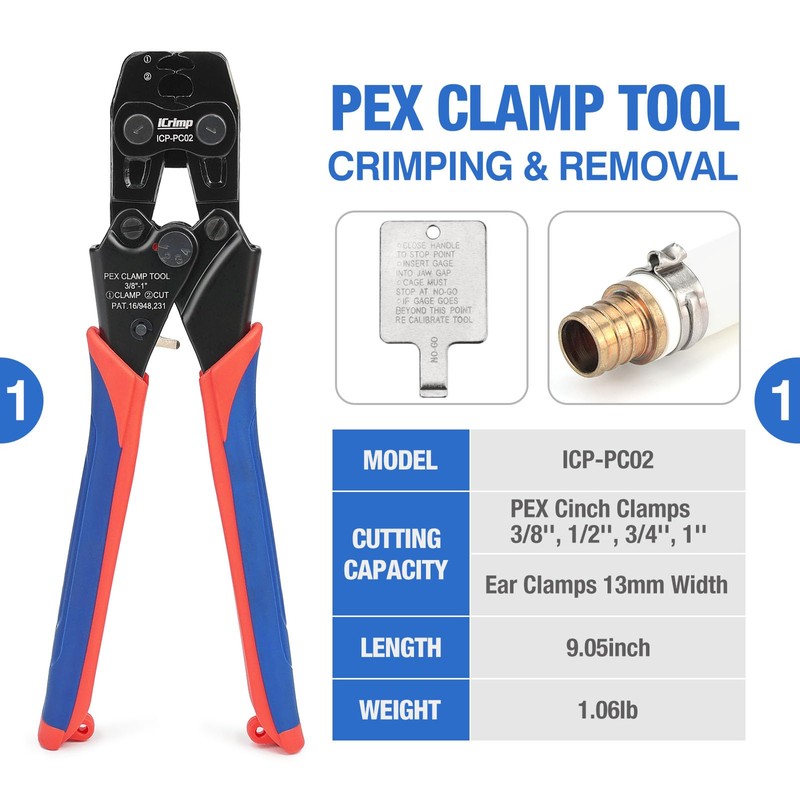 iCrimp PC-PC02KIT PEX Clamp Crimping Tool Kit with 1/2 inch(20