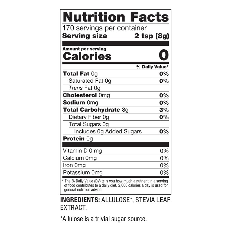 BetterBody Foods Allulose Sweetener 3 LB Bag - Zero Calorie,