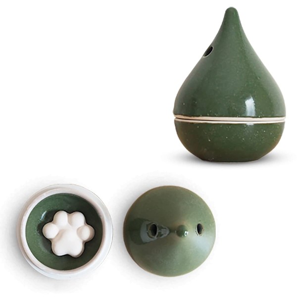 J-kitchens Hasami Pottery Aroma Diffuser, Made in Japan, 2.2 x 3.1 inches (5.5 x 8 cm), Paw Shape, Aroma Stones (Aroma Plate), 5 Pieces, Green