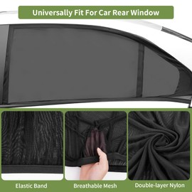 UYGTHI Car Side Window Sun Shade 2Pack – Universal Car Window Shade for Kids, Baby, Adults & Pets, Sun Shades for Windows with Mosquito Net Protection, 48.4in x 20.5in, Fits 98% of Vehicles