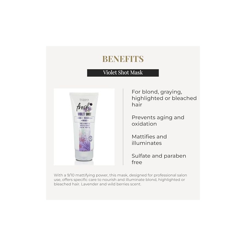 Biokera Natura Fresh Violet Shot Mask, 6.76 Ounce/200 ml