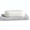 EXCHUES Natural Marble Soap Dish for Shower with Silicone Non-Slip