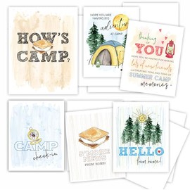 Tarjetas para niños en Sleepaway Camp Essentials para niñas, 6 paquetes de notas de campamento de padres, cartas de casa, notas de mamá, papelería de 