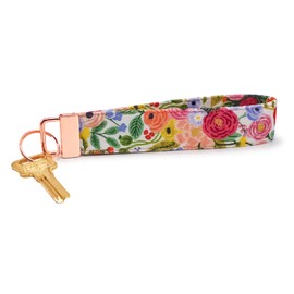 LNKRE JEWELRY Fabric Floral Keychain Wristlet Holder, Short Lanyard for Keys, Wallet and Car Accessories (Pink Fairy Garden)