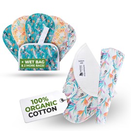 EcoComfort Organic Cotton Reusable Panty Liners for G-Strings for Women (Thong, 7-Pack); High-Temp Washable Cloth Liners; Stay Fresh & Dry, for Daily Vaginal Discharge Only; 100% Breathable (no PUL)