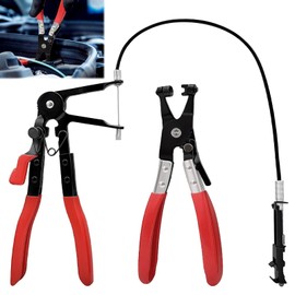 BEASAFY Pack of 2 Hose Clamp Pliers, Hose Clamp Pliers with Straight Neck, Spring Band Clamps Pliers with Wire Shaft, Clamp Pliers Car for Repairs Removal Install
