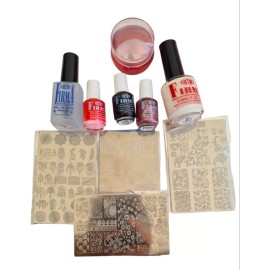 Firma Kit Para Estampado En Uñas 3 Pinturas+4 Placas+stamper Firma