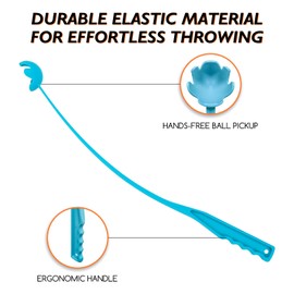 MRZMSZPET 27 Inch Dog Ball Launcher with 2.5 Inch Ball Adjustable Pet Fetch Toy Durable Plastic Launcher (Blue)