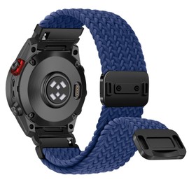 RanBluu QuickFit 26mm Strap for Garmin Tactix 8 51mm/fēnix 8 51mm/Enduro 3/Fenix 7X/6X, Magnetic Clasp Replacement Band, Elastic Braided Nylon Sport Bracelet for Garmin Descent Mk3i, Blue