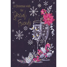 Special Friends Christmas Card - A Christmas Wish - Contemporary Festive Design - Special Finishes and Illustrated Insert Leaf - Made in the UK - Eco-Friendly