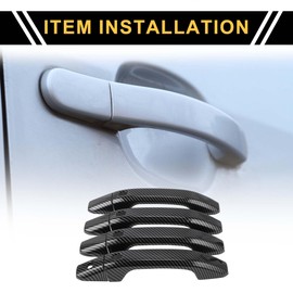 REPAIROCK 4pcs Exterior Door Handle Cover Car Door Handle Protector for GMC Yukon 2015-2023 Car Door Handle Protector with 4 Keypad ABS Carbon Fiber Pattern Black