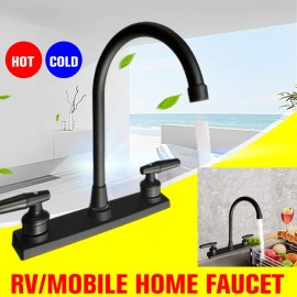 QX 8'' High Arc 2-Handle Kitchen Faucet Swivel Sink Stainless Steel Pipe PP plastic