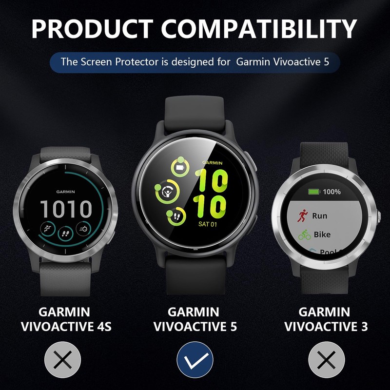Suoman 6-Pack for Garmin Vivoactive 5 Screen Protector, Full Coverage