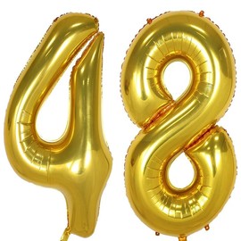 40inch Gold Foil 48 Helium Jumbo Digital Number Balloons, 48th Birthday Decoration for Girls or Boys, sweet 48 Birthday Party Supplies