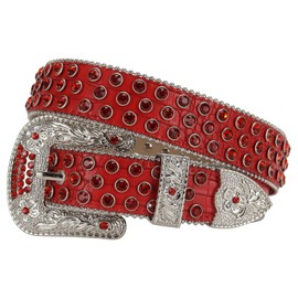 OCTBERSIEG Men Women Rhinestone Belt, Western Leather Belt Vintage Diamond Studded Belt Cowgirl Cowboy Belt