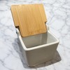 Ceramic Salt Jar with Bamboo Lid Square 8.8 x 8.8