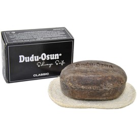2x Dudu Osun - Schwarze Seife CLASSIC - 150g + Seifenablage aus Luffa