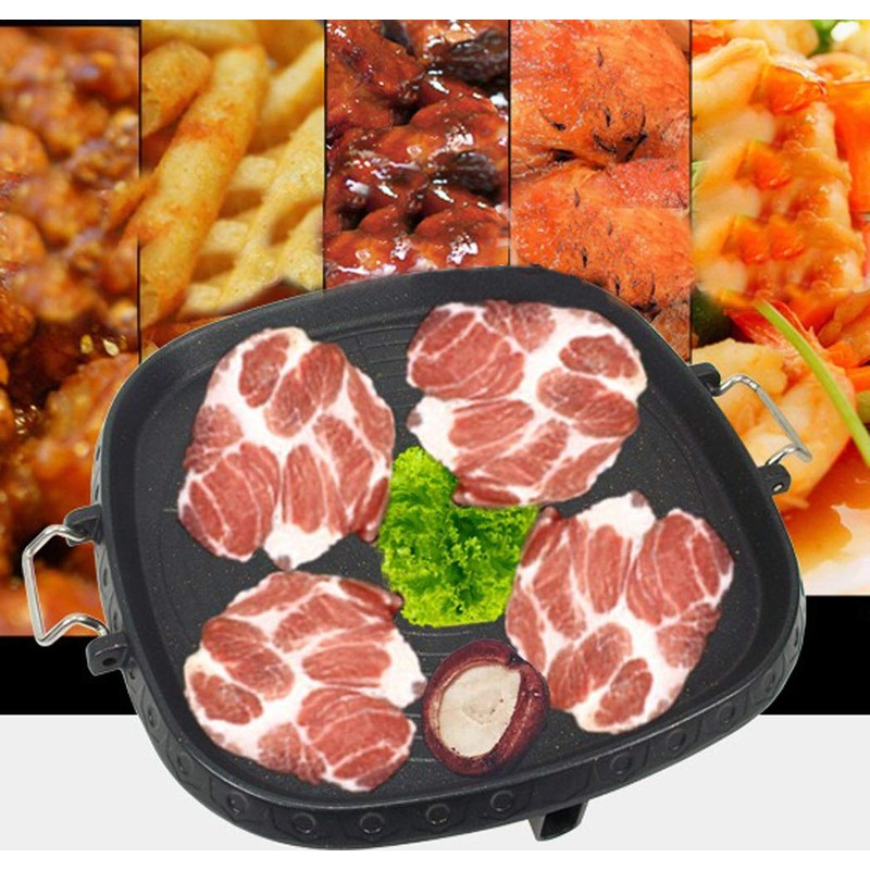 Korean Style Square Grill Pan with Maifan Coated Surface,Non-stick Smokeless