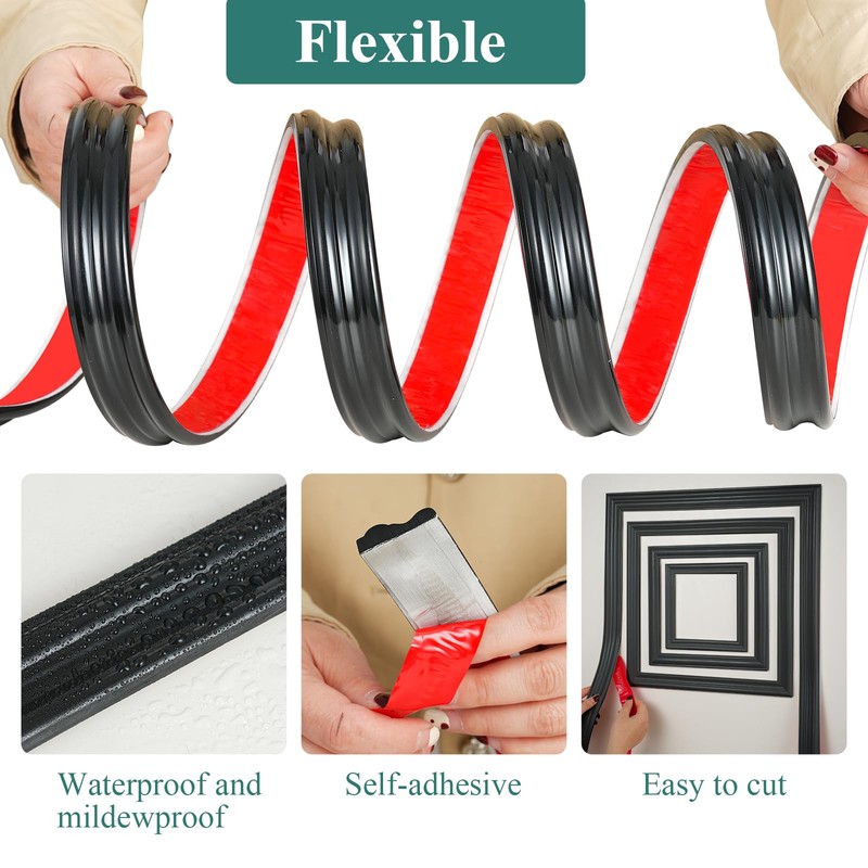 YEFANXI Flexible Chair Rail Panel Molding Finish Trim ，10FT*1.3IN Peel