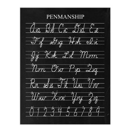 Vintage D'Nealian Penmanship Cursive Alphabet Distressed Black Chalkboard Unframed Print