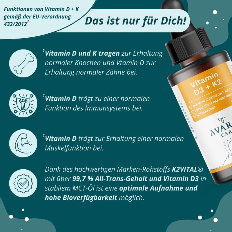 Avaria® Care - Vitamin D3 + K2 Drops with K2VITAL®,