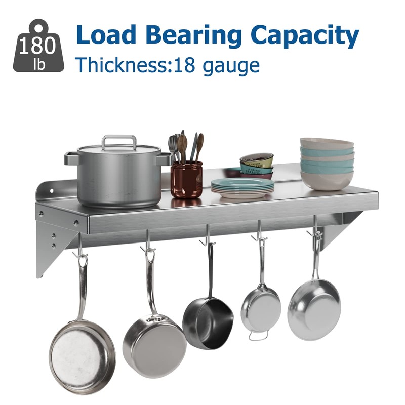 Garvee 12 in x24 in Stainless Steel Shelf, Multifunctional Metal