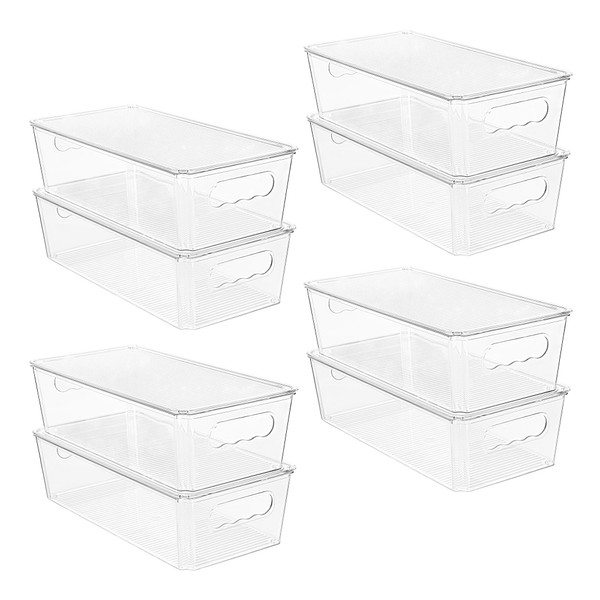 Vtopmart 8pcs Clear Organizers and Storage Bins with Lids, Stackable