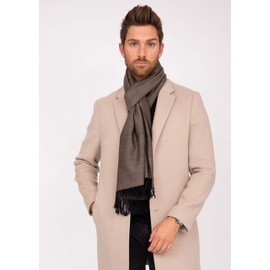 likemary - Mens Wool Scarf - Winter Scarf for Men - Oversize Scarf Merino Wool - Men's Cold Weather Scarves - Ethical Gift - Herringbone - Grey & Black Scarf