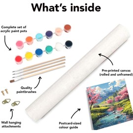 mjcakrn 2 Pack Scenery Paint by Numbers Kit for Adults,12" Wx16 L Rolled Canvas Easy Paint by Numbers on Canvas, Landscape Adult Paint by Number Kits for Adults Beginners Wall Art in Colorful Box