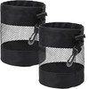 Linyongc 2Pcs Black Nylon Mesh Drawstring Golf Ball Bags, 6.4in