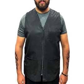 GENCUTS Professional Barber Jackets for Men Women Barber Smock Barber Shirt Hairdresser Smocks Hair Stylist Salon Smock Barber Vest (BLACK, LARGE)