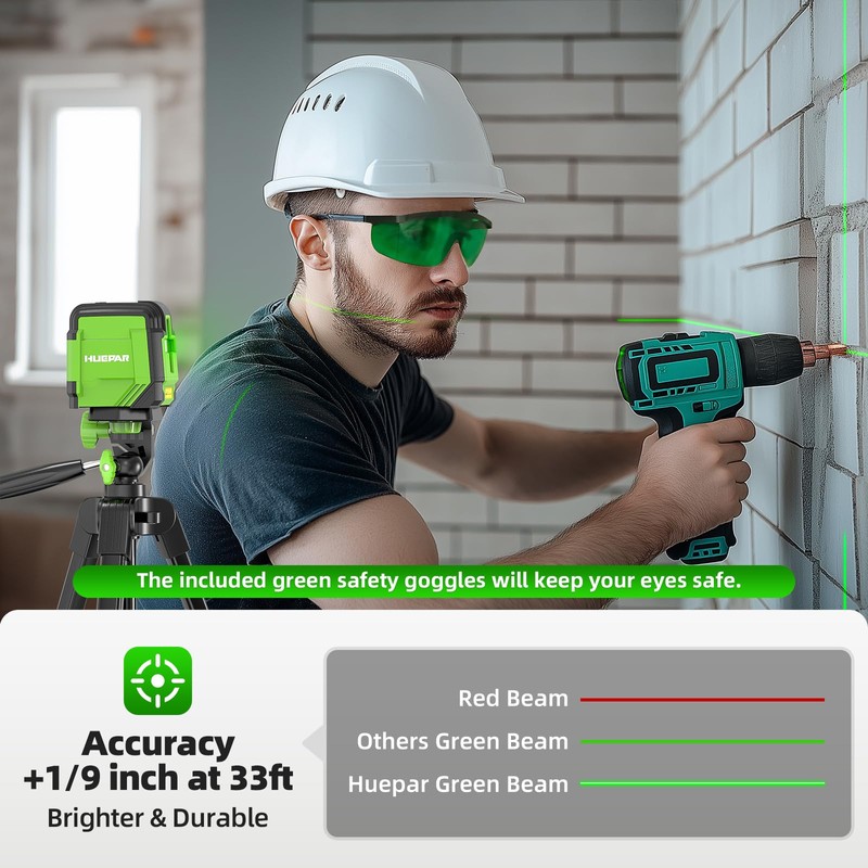 Laser Level with 60in Tripod, HUEPAR 98Ft Self Leveling Laser