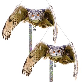 Vicsiyi Owls to Keep Birds Away: 2Pack Fake Owls with Reflective Tape for Garden Patio, Reflective Hanging Decoration to Keep Birds Pigeon from Windows Tree