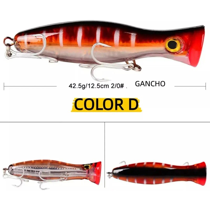 4 Señuelos Popper De 43g Kit Pesca Superficial Mar Playa