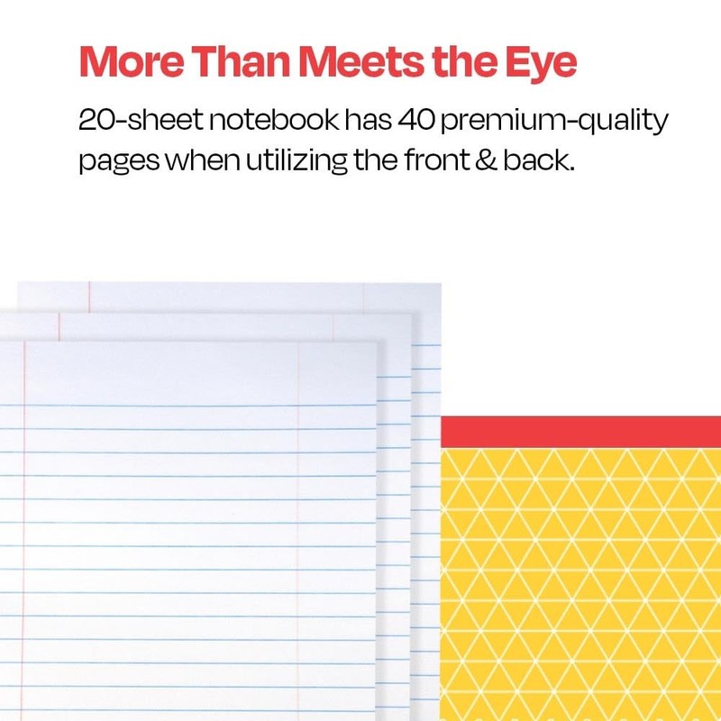 School Smart Stitched Cover Composition Book, Red Margin, 8-1/2 x